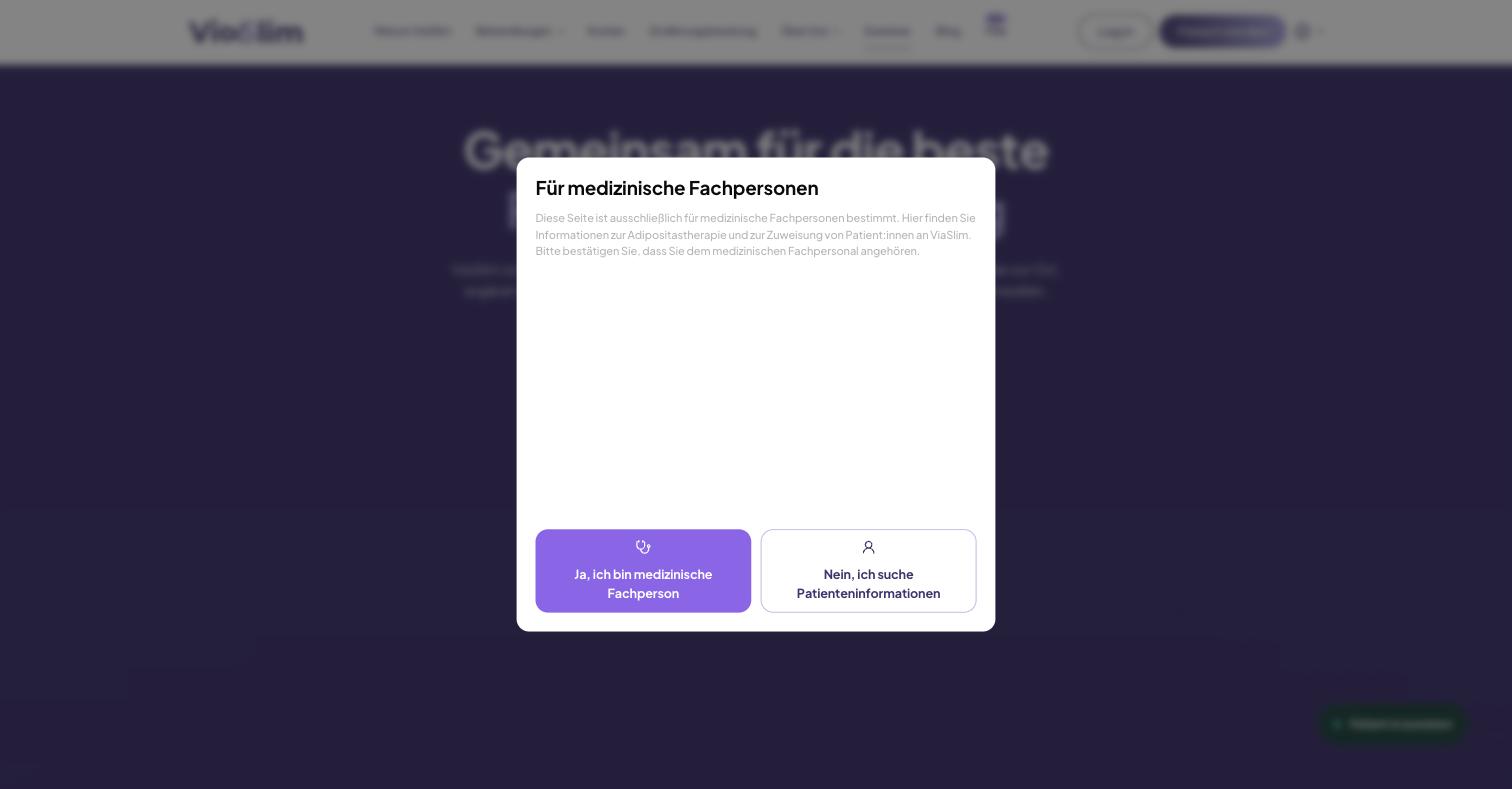 The only barrier in front of the referrer page: a self-declaration button, “Ja, ich bin medizinische Fachperson”. Swissmedic has consistently treated unverified self-declaration as insufficient to convert public advertising into professional information.